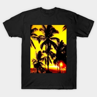 Golden Palm Tree Sunset T-Shirt